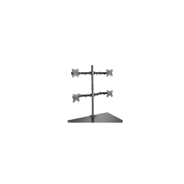 Lindy Quad Display Bracket w/ Pole & Desk Clamp - Tischhalterung für 4 Monitore (einstellbarer Arm) - Stahl