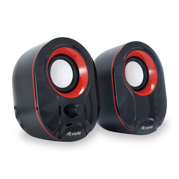 Equip Stereo-2.0-Lautsprecher - 2.0 Kanäle - Kabelgebunden - 3 W - 80 - 20 Hz - 40 Ohm - Schwarz - Rot