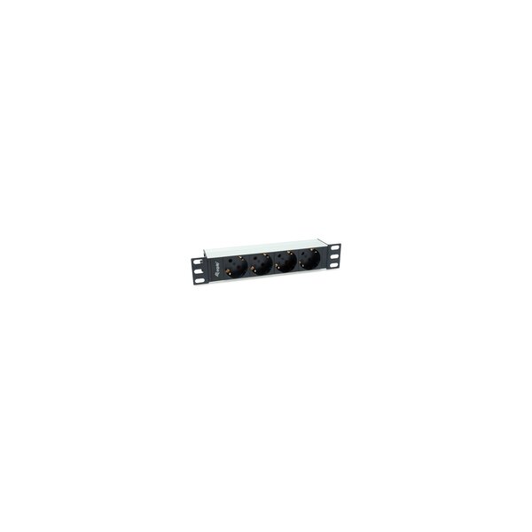 Equip 4-Fach Deutsche Steckdosenleiste - 10" Aluminium-Schale - Standard - 1U - Horizontal - Aluminium - Schwarz - Silber - 4 AC-Ausgänge