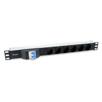 Equip 6-Fach Deutsche Steckdosenleiste mit Leistungsschalter - Standard - 1U - Horizontal - Aluminium - Schwarz - 6 AC-Ausgänge