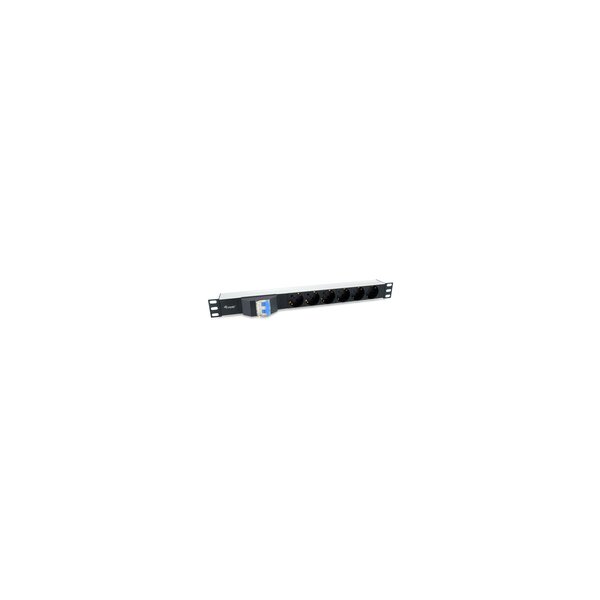 Equip 6-Fach Deutsche Steckdosenleiste mit Leistungsschalter - Standard - 1U - Horizontal - Aluminium - Schwarz - 6 AC-Ausgänge