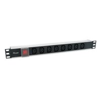Equip 8-Fach C13 Steckdosenleiste - Ein-/Ausschalter - Standard - 1U - Horizontal - Aluminium - Schwarz - 8 AC-Ausgänge
