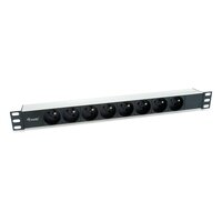 Equip 8-Fach Französische Steckdosenleiste - Aluminium-Schale - Standard - 1U - Horizontal - Aluminium - Schwarz - Silber - 8 AC-Ausgänge