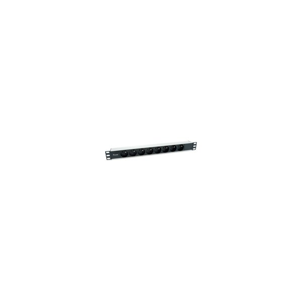 Equip 8-Fach Französische Steckdosenleiste - Aluminium-Schale - Standard - 1U - Horizontal - Aluminium - Schwarz - Silber - 8 AC-Ausgänge