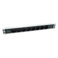 Equip 8-Fach Französische Steckdosenleiste - Aluminium-Schale - Standard - 1U - Horizontal - Aluminium - Schwarz - Silber - 8 AC-Ausgänge