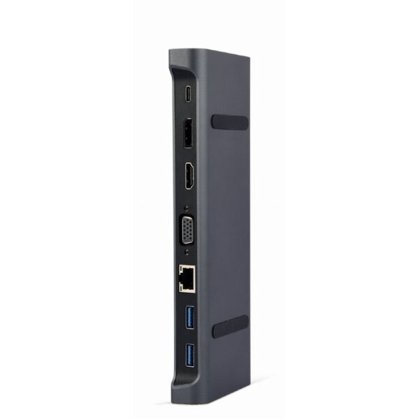 Gembird A-CM-COMBO9-02 - Kabelgebunden - USB 3.2 Gen 1 (3.1 Gen 1) Type-C - 87 W - 10,100,1000 Mbit/s - Grau - 5 Gbit/s