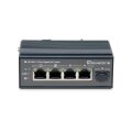 LevelOne 5-Port Gigabit Industrial Switch - DIN-Schiene - -30°C to 65°C - Gigabit Ethernet (10/100/1000) - Vollduplex - Power over Ethernet (PoE) - Wandmontage
