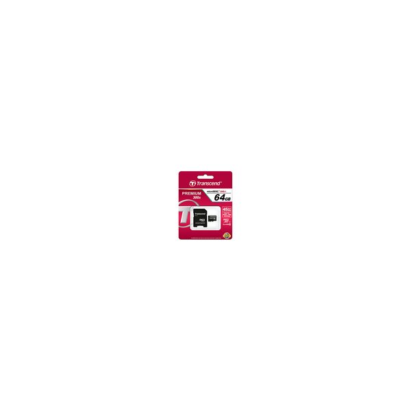 Transcend Premium - Flash-Speicherkarte (microSDHC/SD-Adapter inbegriffen) - 64 GB