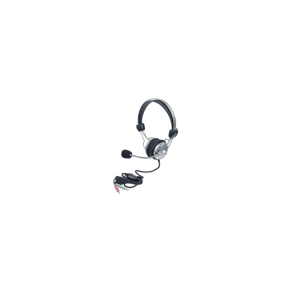 Manhattan Stereoheadset - Verstellbarer Kopfbügel und flexibles Mikrofon - Kabelgebunden - 20 - 20000 Hz - Anrufe/Musik - 340 g - Kopfhörer - Grau