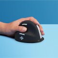 R-Go Ergonomische Maus R-Go HE Break mit Pausensoftware - groß (Handlänge ? 185mm) - für Linkshänder - bluetooth - schwarz - Linkshändig - Vertikale Ausführung - RF Wireless - 2500 DPI - Schwarz