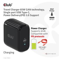 Club 3D Reiseladegerät 1xUSB Typ C PD 65W retail