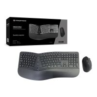 Conceptronic ORAZIO ERGO Kabelloses Set aus ergonomischer Tastatur und vertikaler Maus - spanisch - Volle Größe (100%) - RF Wireless - QWERTY - Schwarz - Maus enthalten