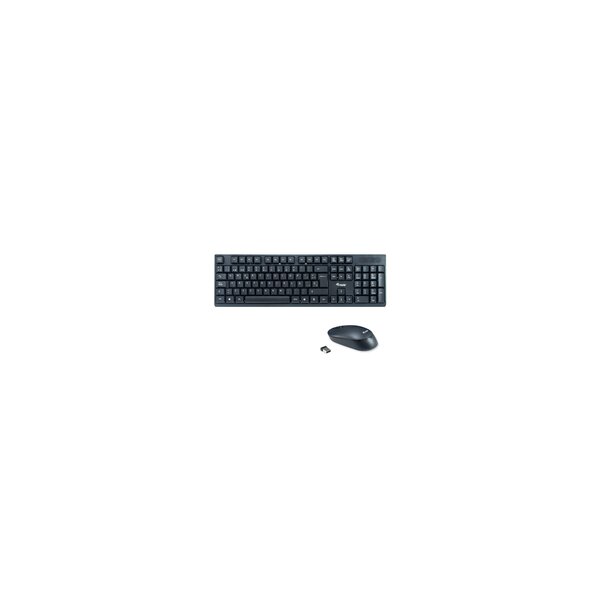 Equip Kabelloses Tastatur und Mausset - ES Layout (QWERTY) - Volle Größe (100%) - Kabellos - RF Wireless - QWERTY - Schwarz - Maus enthalten