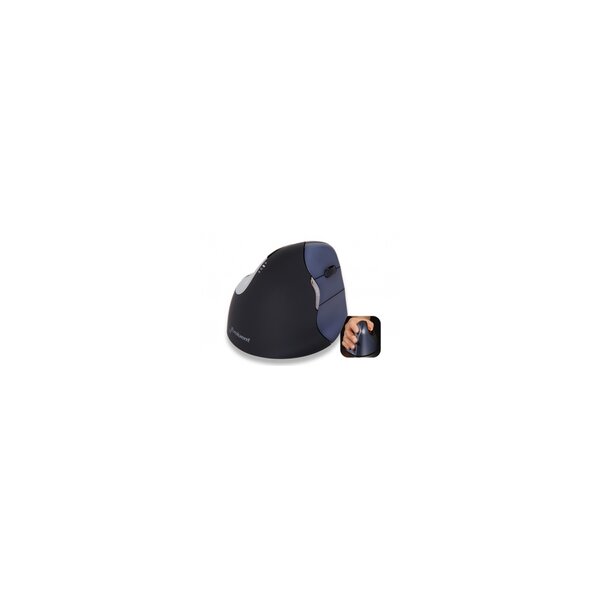 Bakker Evoluent4 Mouse Wireless (Right Hand) - rechts - Vertikale Ausführung - Laser - RF Wireless - 2600 DPI - Schwarz - Blau