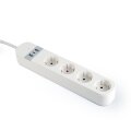 Gembird TSL-PS-S4U-01-W - 4 AC-Ausgänge - Typ E - 1,5 m - Weiß - Weiß - 3880 W