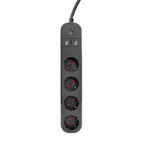 Gembird Smart power strip with USB charger 4 French sockets black