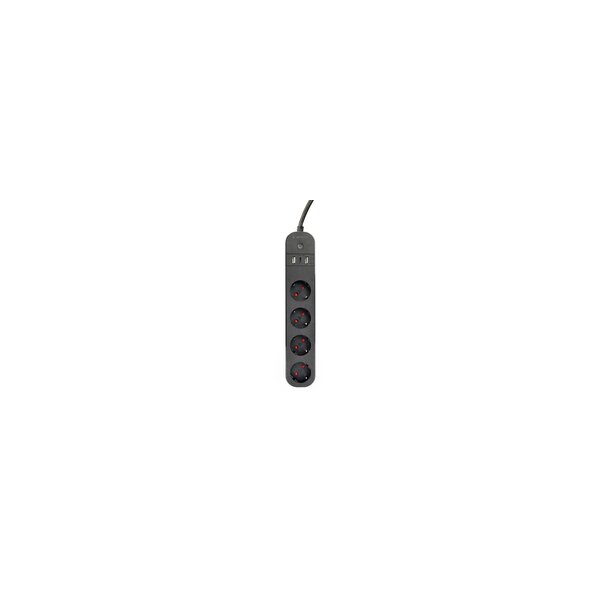 Gembird TSL-PS-S4U-01 - 4 AC-Ausgänge - Typ E - 1,5 m - Kabellos - Schwarz - Schwarz
