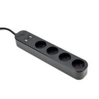 Gembird TSL-PS-S4U-01 - 4 AC-Ausgänge - Typ E - 1,5 m - Kabellos - Schwarz - Schwarz