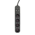 Gembird TSL-PS-S4U-01 - 4 AC-Ausgänge - Typ E - 1,5 m - Kabellos - Schwarz - Schwarz