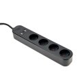 Gembird TSL-PS-S4U-01 - 4 AC-Ausgänge - Typ E - 1,5 m - Kabellos - Schwarz - Schwarz