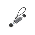 Conceptronic BIAN05G 2-in-1 Dual Plug Kartenleser USB 3.0 - SD/MicroSD 3.0 - UHS-I - MicroSD (TransFlash) - SD - SDHC - SDXC - Grau - 5000 Mbit/s - USB 3.2 Gen 1 (3.1 Gen 1) Type-A/Type-C - 21,3 mm - 11,5 mm