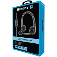 SANDBERG USB Office Headset - Kopfhörer - Kopfband - Büro/Callcenter - Schwarz - Binaural - Knopf