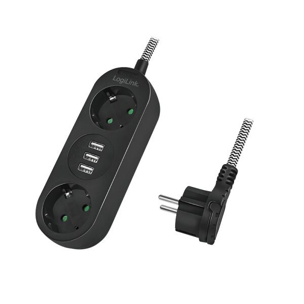 LogiLink LPS262U - 1,5 m - Drinnen - IP20 - 1,5 mm² - Schwarz - CE