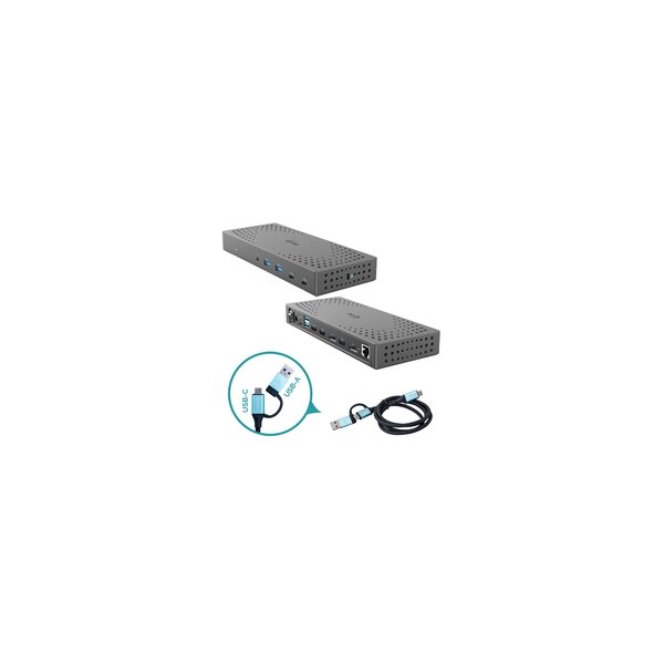 i-tec USB 3.0 / USB-C / Thunderbolt - 3x 4K Docking Station Gen 2 + Power Delivery 100W - Kabelgebunden - USB 3.2 Gen 2 (3.1 Gen 2) Type-C - 100 W - 3,5 mm - 10,100,1000 Mbit/s - Grau