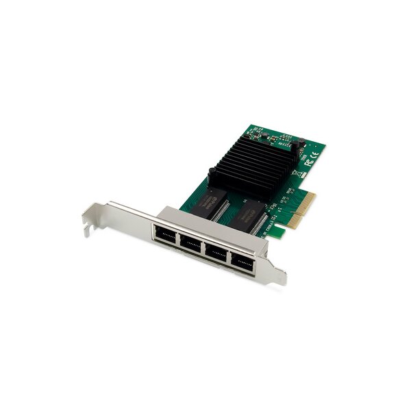 DIGITUS 4-Port Gigabit Ethernet Netzwerkkarte, RJ45, PCI Express,  Intel I350