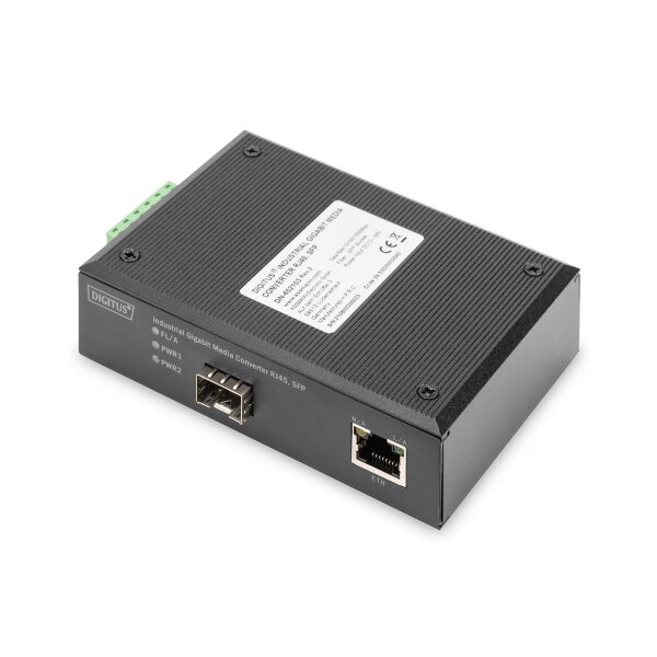 DIGITUS 10/100/1000 Base-TX auf 1000 Base-FX Industrie-Medienkonverter