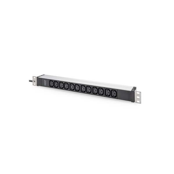 DIGITUS Steckdosenleiste mit Aluminiumprofil, 12-fach, 2 m Zuleitung Schutzkontaktstecker