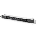 DIGITUS Steckdosenleiste mit Aluminiumprofil, 12-fach, 2 m Zuleitung Schutzkontaktstecker