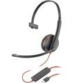 Poly Blackwire 3210 Monaurales USB-C-Headset + USB-C/A-Adapter - Kabelgebunden - Büro/Callcenter - 64 g - Kopfhörer - Schwarz
