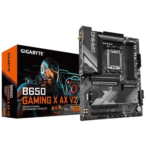Gigabyte B650 GAMING X AX V2 Mainboard - AMD Ryzen 9000er-Serie - 8+2+2 Phasen VRM - bis zu 8000 MHz DDR5 (OC) - 1xPCIe 5.0 + 2xPCIe 4.0 M.2 - 2,5 GbE LAN - WIFI 6E - USB 3.2 Gen 2 - AMD - Sockel AM5 - AMD Ryzen 7000 Series - AMD Ryzen 8000 Series - AMD R