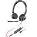 Poly Blackwire 3325 USB-C Stereo-Headset + 3.5-mm-Stecker + USB-C/A-Adapter - Kabelgebunden - Büro/Callcenter - 20 - 20000 Hz - 131 g - Kopfhörer - Schwarz