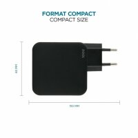 Mobilis Wall Charger - 100 W - 2 USB C+ 1 A GaN+ cable - 2m - 100W