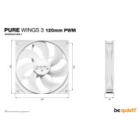 Be Quiet! Pure Wings 3 120mm PWM weiss - 1.600 rpm