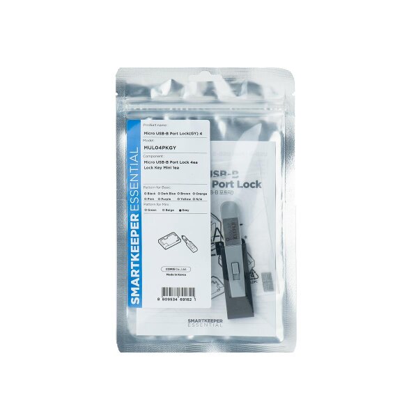 Smart Keeper Mini"Micro USB-B Port" Blocker grau 4 Stk.+Key