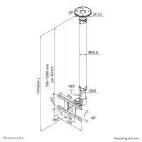 Neomounts FPMA-C100WHITE Monitor-/TV-Deckenhalterung 10-30" - H 79-129 cm - 12 kg - 25,4 cm (10") - 76,2 cm (30") - 75 x 75 mm - 200 x 100 mm - 790 - 1290 mm