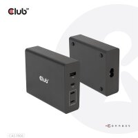 Club 3D Travel Charger 132W GAN technology - Four port USB Type-A and -C - Power Delivery(PD) 3.0 Support - Indoor - Gleichstrom - Schwarz