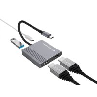 Conceptronic DONN13G - Kabelgebunden - USB 3.2 Gen 1 (3.1 Gen 1) Type-C - 100 W - Grau - 5 Gbit/s - 4K Ultra HD