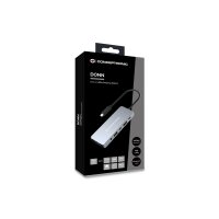 Conceptronic DONN22G - Kabelgebunden - USB 3.2 Gen 2 (3.1 Gen 2) Type-C - 100 W - 3,5 mm - 2500 Mbit/s - Grau