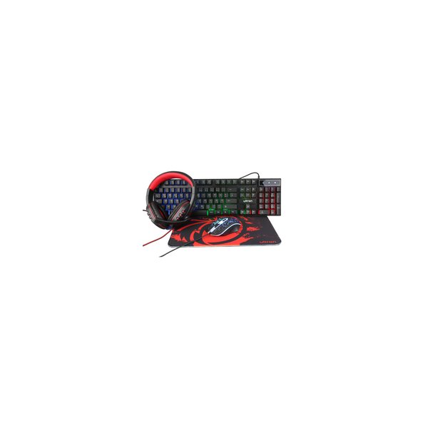 Ultron HAWK Gaming Set - Volle Größe (100%) - QWERTZ - LED - Schwarz - Rot - Weiß - Maus enthalten