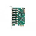 Delock PCI Express x1 Karte zu 7 x extern USB 5 Gbps Typ-A Buchse - PCIe - USB 3.2 Gen 1 (3.1 Gen 1) - PCI 3.0 - SATA 15-Pin - Grün - Grau - PC