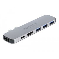 Delock Dockingstation für MacBook Dual HDMI 4K / PD / Hub - Andocken - 60 W - Grau - 3840 x 2160 Pixel - Metall - China