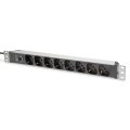 DIGITUS Steckdosenleiste mit Aluminiumprofil und Vorsicherung, 8-fach italienischer Ausgang, 2 m Zuleitung IEC C14 Stecker