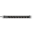 DIGITUS Steckdosenleiste mit Aluminiumprofil und Vorsicherung, 8-fach italienischer Ausgang, 2 m Zuleitung IEC C14 Stecker