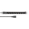 DIGITUS Steckdosenleiste mit Aluminiumprofil und Vorsicherung, 8-fach italienischer Ausgang, 2 m Zuleitung IEC C14 Stecker