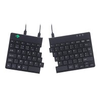 R-Go Ergonomische Tastatur R-Go Split Break v2 mit Pausensoftware - geteilte Tastatur - AZERTY (BE) - Kabelgebunden - Schwarz - Mini - Kabelgebunden - USB - AZERTY - Schwarz