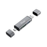Equip Kartenleser mit USB 3.0-Hub, OTG, MicroSD (TransFlash), MicroSDHC, SD, SDHC, Grau, C